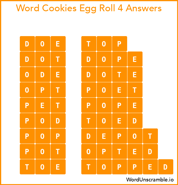 Word Cookies Egg Roll 4 Answers
