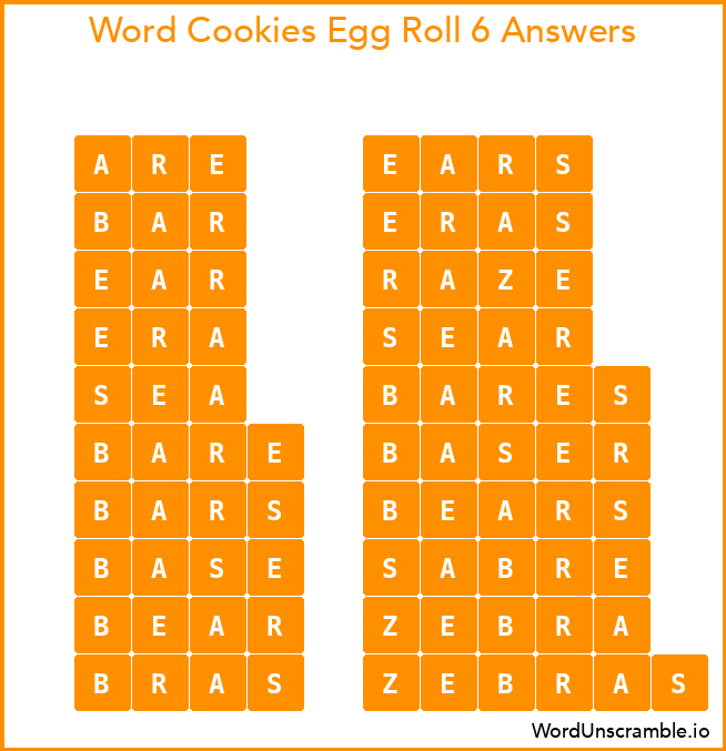 Word Cookies Egg Roll 6 Answers