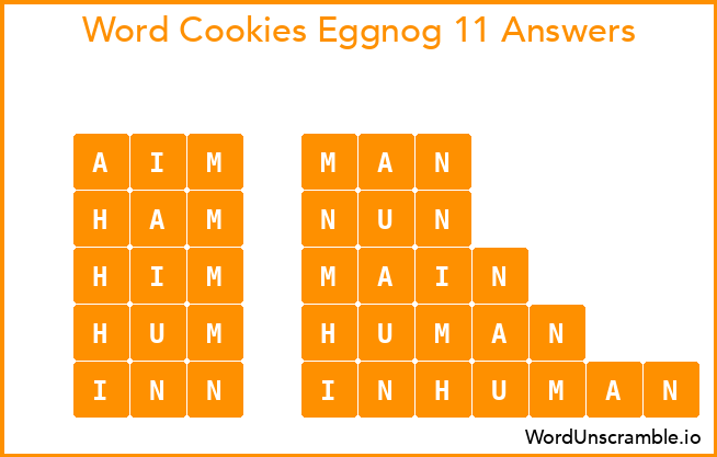 Word Cookies Eggnog 11 Answers