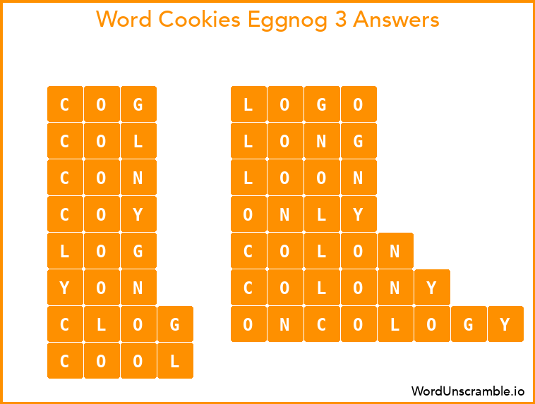 Word Cookies Eggnog 3 Answers