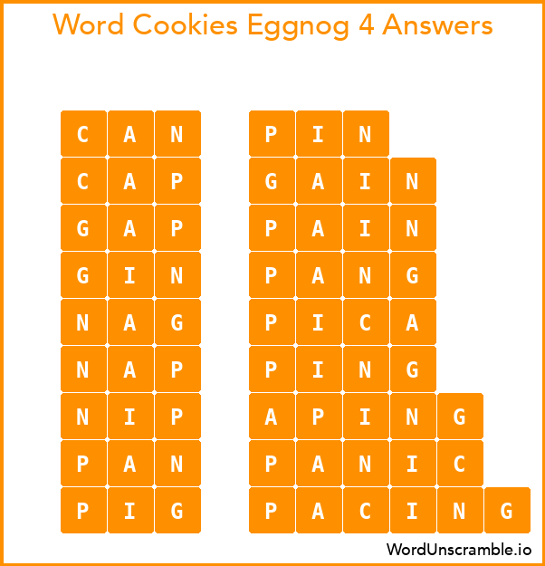 Word Cookies Eggnog 4 Answers