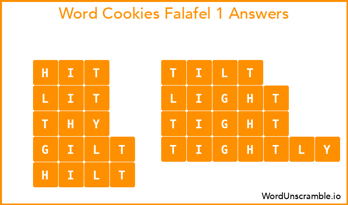 Word Cookies Falafel 1 Answers