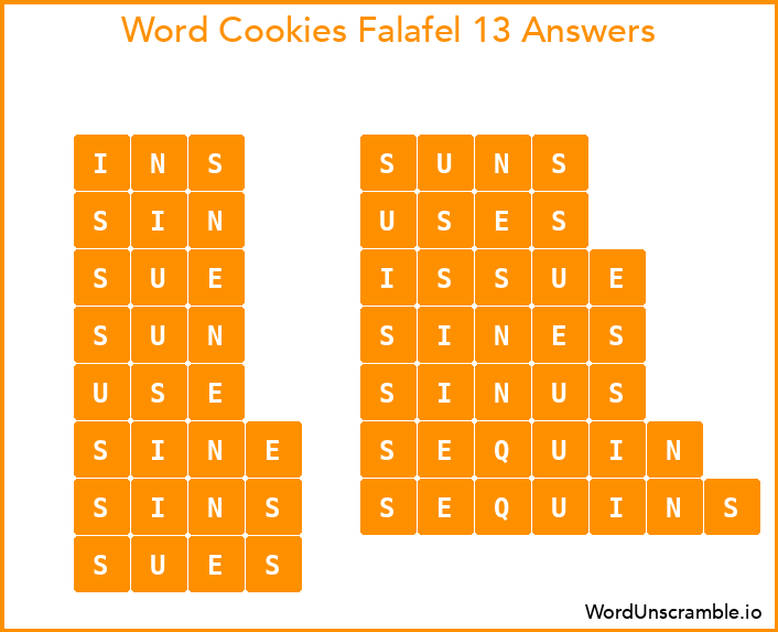 Word Cookies Falafel 13 Answers