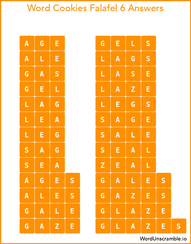 Word Cookies Falafel 6 Answers