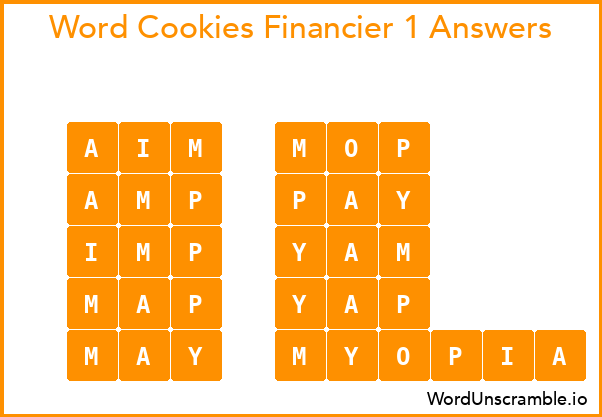 Word Cookies Financier 1 Answers