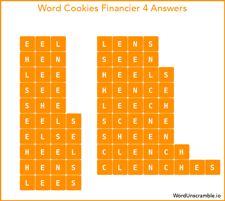 Word Cookies Financier 4 Answers
