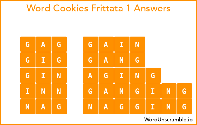 Word Cookies Frittata 1 Answers
