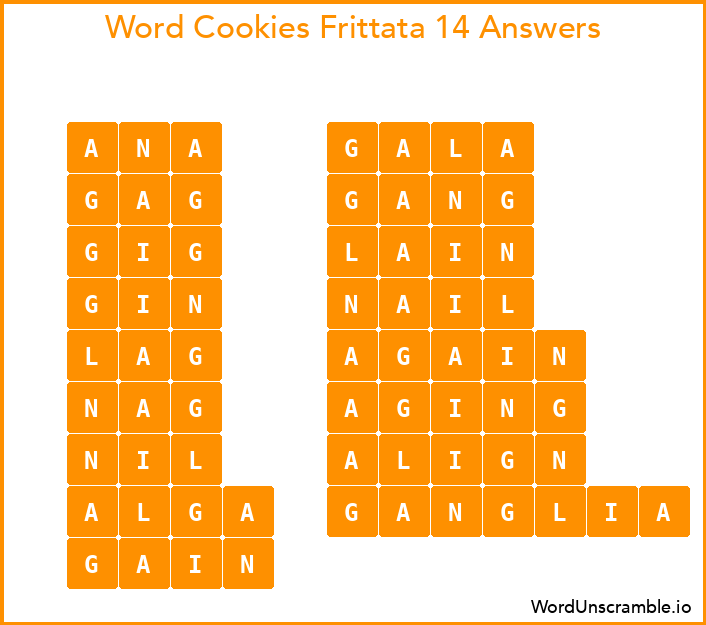 Word Cookies Frittata 14 Answers