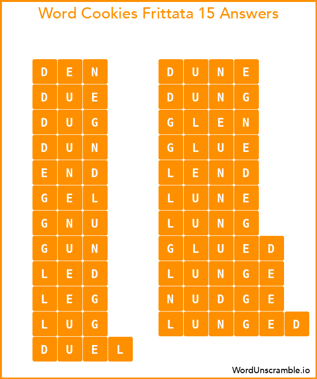 Word Cookies Frittata 15 Answers