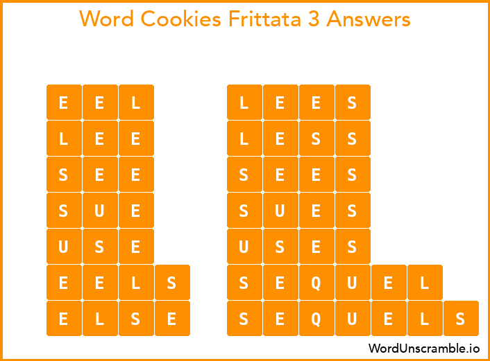 Word Cookies Frittata 3 Answers