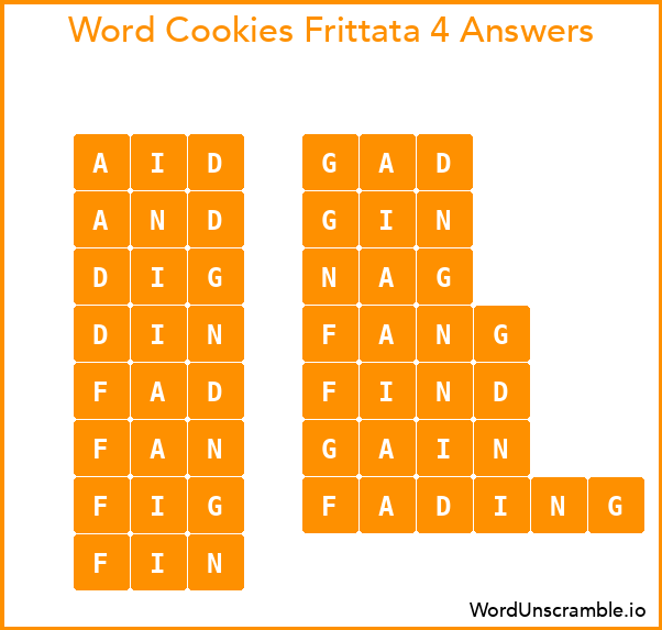 Word Cookies Frittata 4 Answers