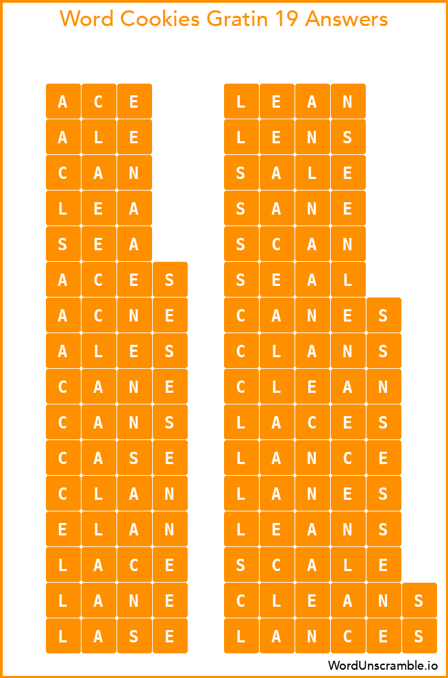 Word Cookies Gratin 19 Answers