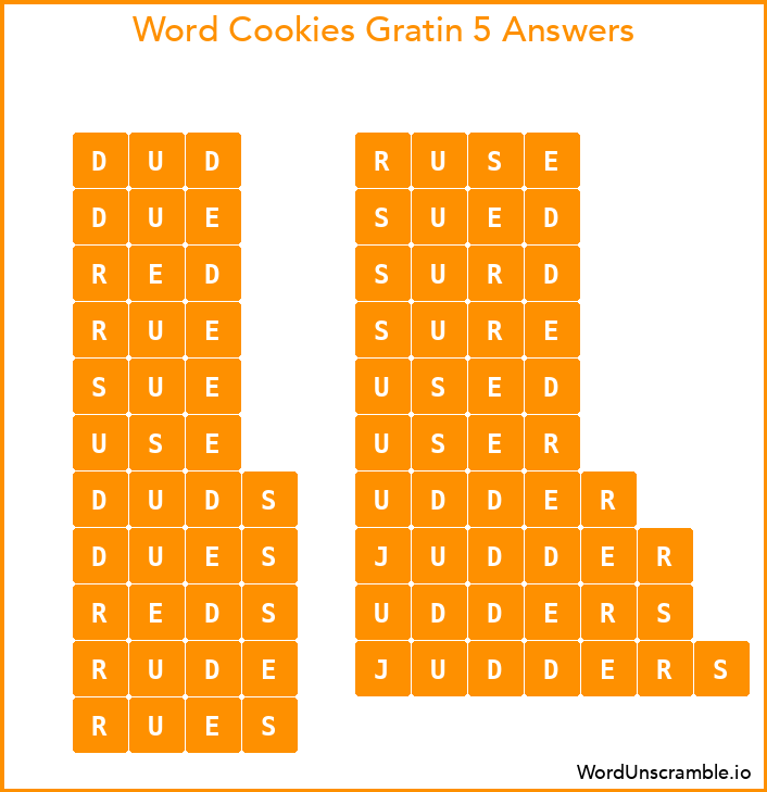Word Cookies Gratin 5 Answers