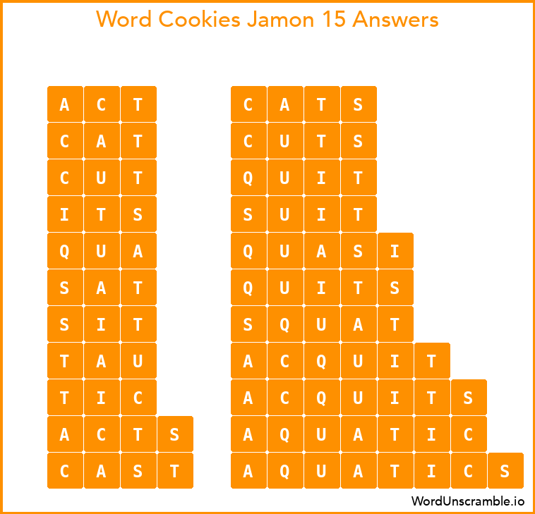 Word Cookies Jamon 15 Answers