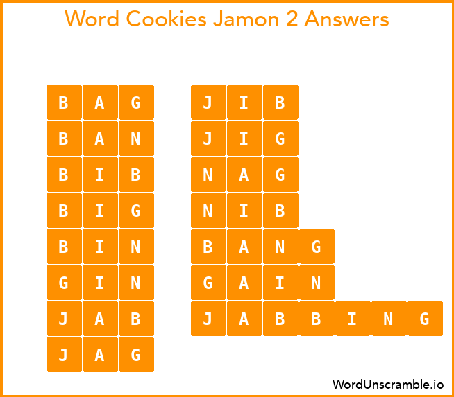 Word Cookies Jamon 2 Answers