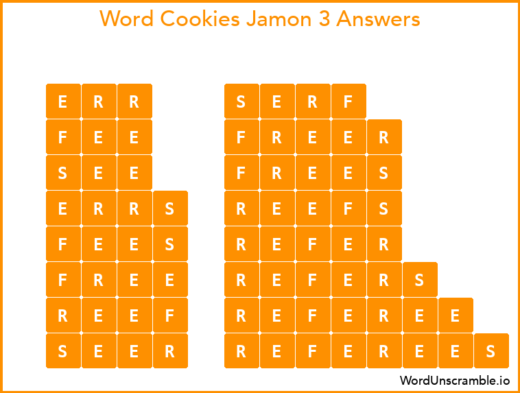 Word Cookies Jamon 3 Answers