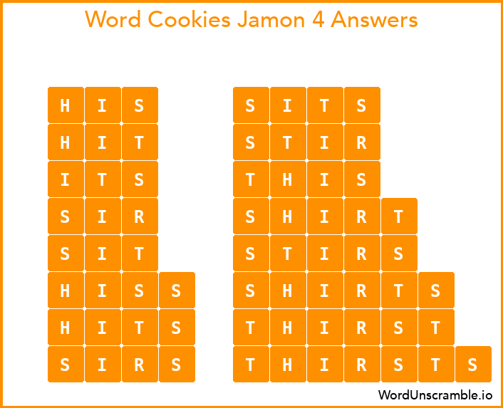 Word Cookies Jamon 4 Answers