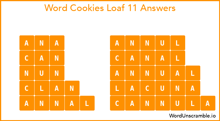 Word Cookies Loaf 11 Answers