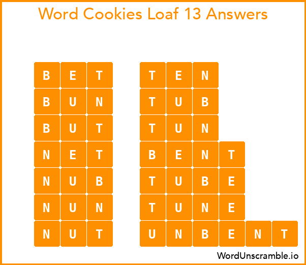 Word Cookies Loaf 13 Answers