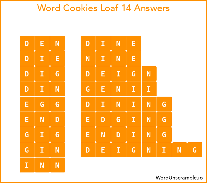 Word Cookies Loaf 14 Answers
