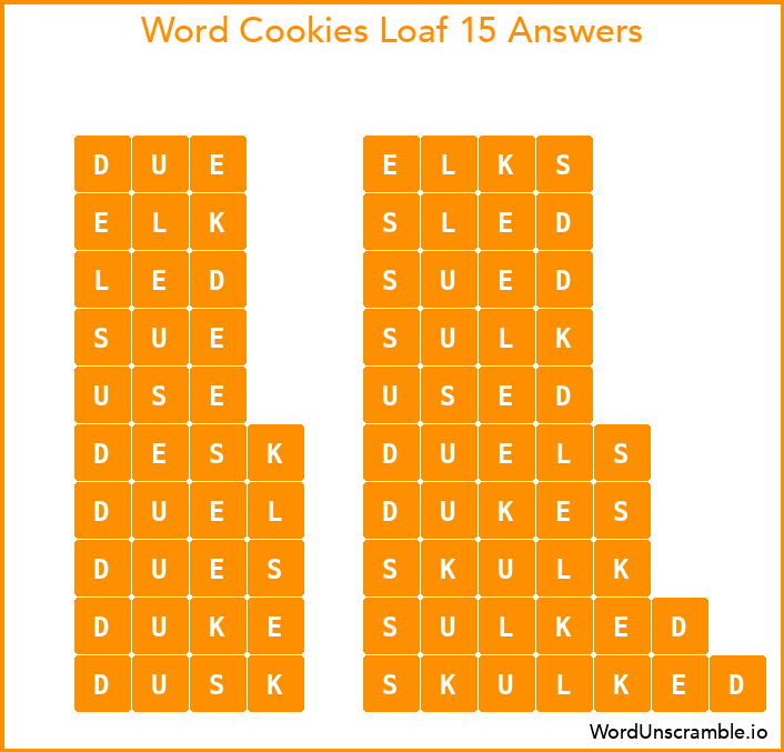 Word Cookies Loaf 15 Answers