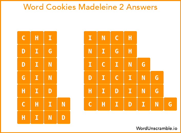 Word Cookies Madeleine 2 Answers