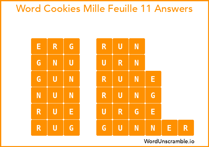 Word Cookies Mille Feuille 11 Answers