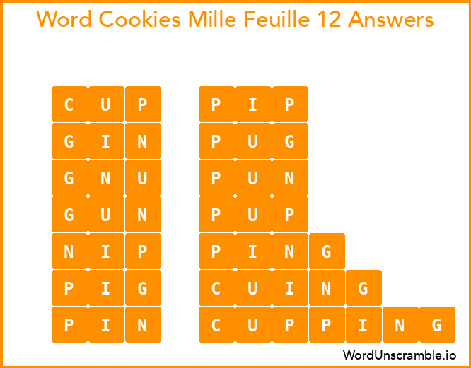 Word Cookies Mille Feuille 12 Answers