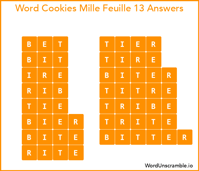 Word Cookies Mille Feuille 13 Answers