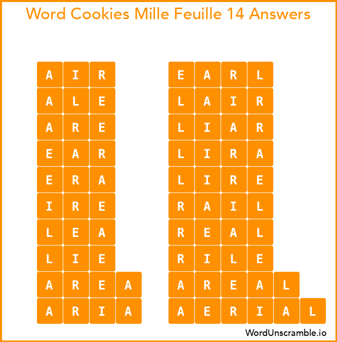 Word Cookies Mille Feuille 14 Answers