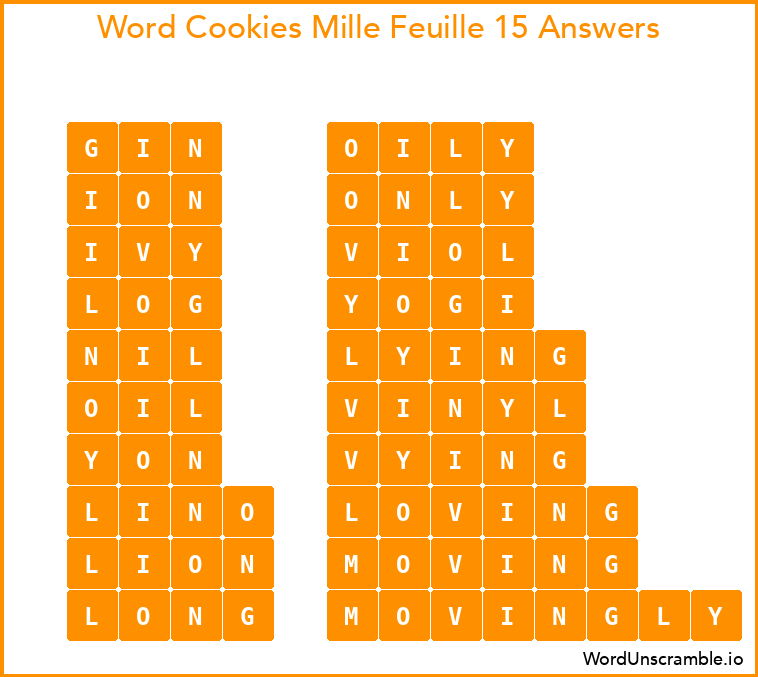 Word Cookies Mille Feuille 15 Answers