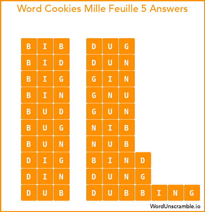 Word Cookies Mille Feuille 5 Answers
