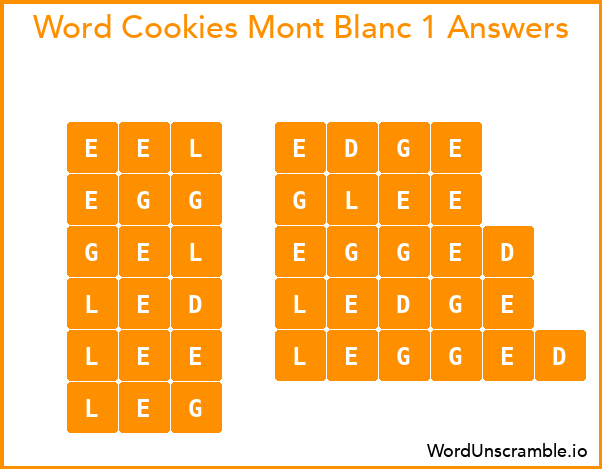 Word Cookies Mont Blanc 1 Answers