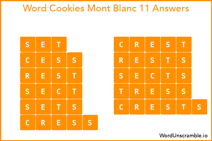 Word Cookies Mont Blanc 11 Answers