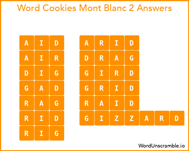 Word Cookies Mont Blanc 2 Answers