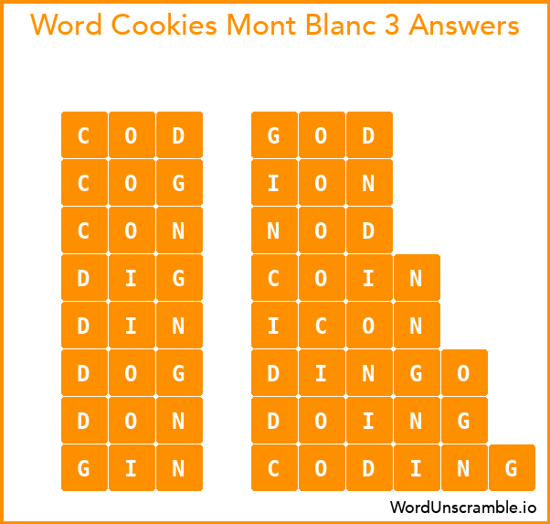 Word Cookies Mont Blanc 3 Answers