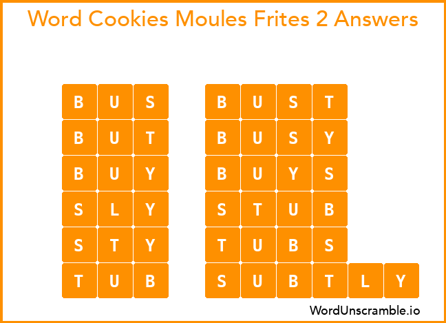 Word Cookies Moules Frites 2 Answers