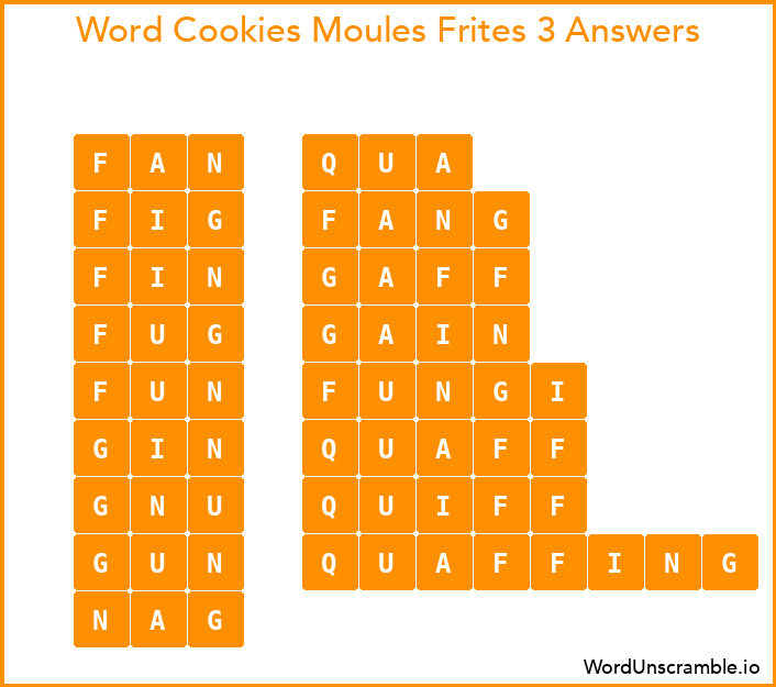 Word Cookies Moules Frites 3 Answers