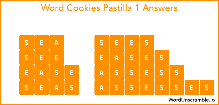 Word Cookies Pastilla 1 Answers