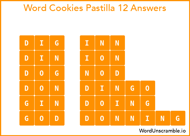Word Cookies Pastilla 12 Answers