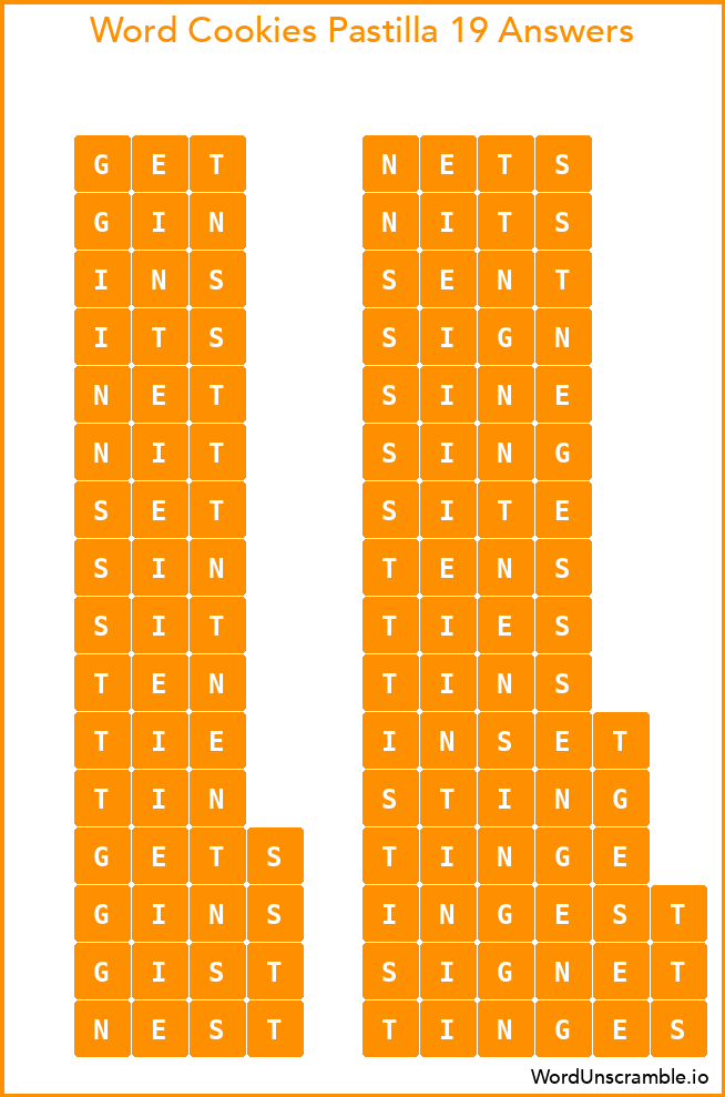 Word Cookies Pastilla 19 Answers