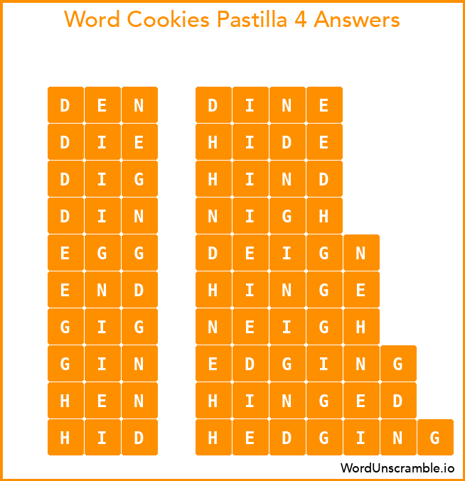 Word Cookies Pastilla 4 Answers