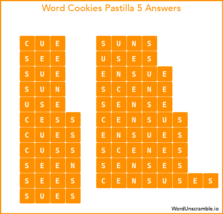 Word Cookies Pastilla 5 Answers