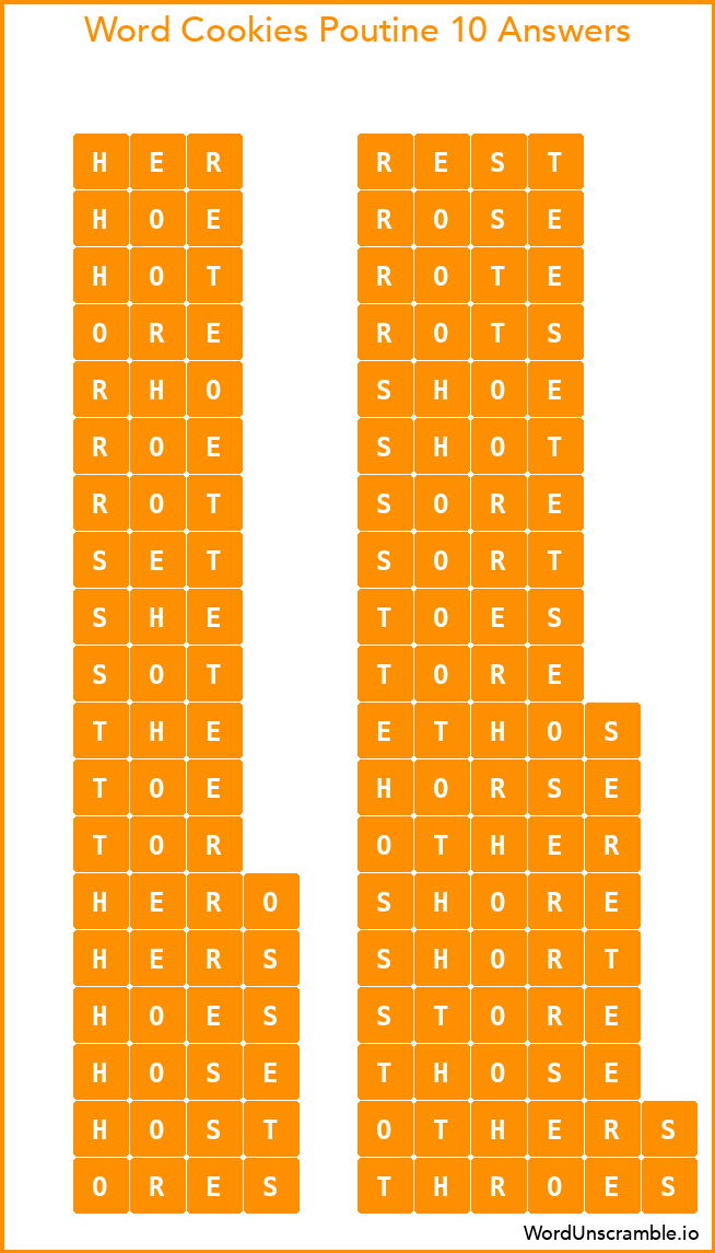 Word Cookies Poutine 10 Answers