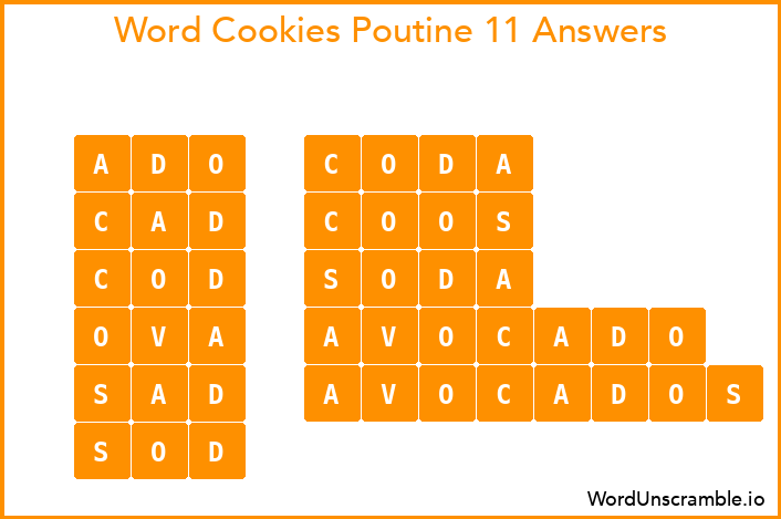 Word Cookies Poutine 11 Answers