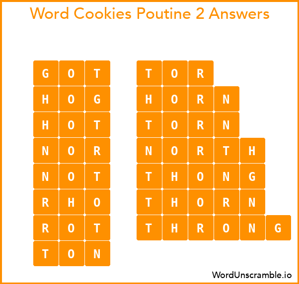 Word Cookies Poutine 2 Answers