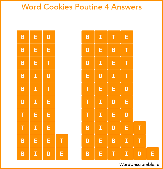 Word Cookies Poutine 4 Answers