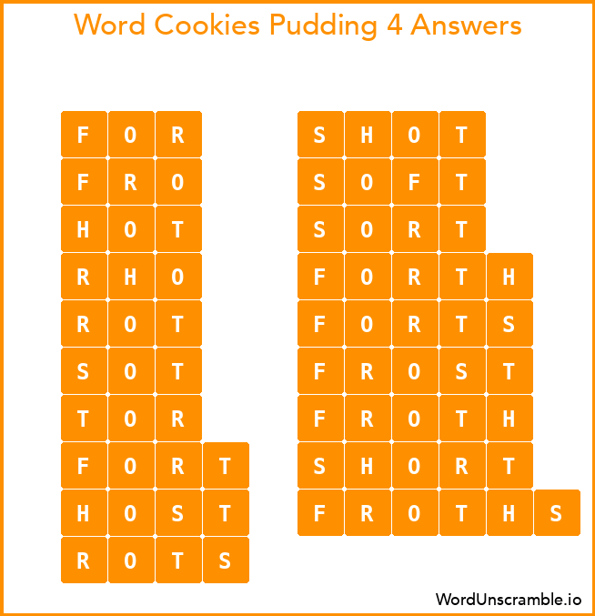 Word Cookies Pudding 4 Answers