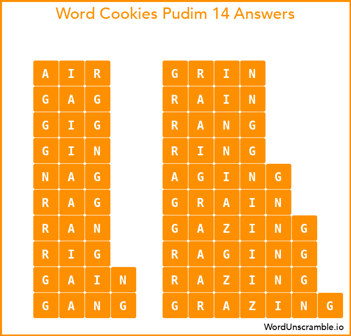 Word Cookies Pudim 14 Answers
