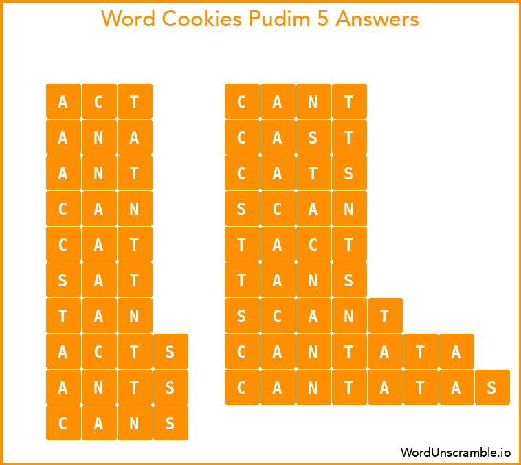 Word Cookies Pudim 5 Answers